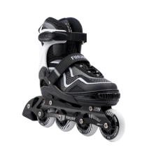 一款时尚运动型青少年户外直排轮滑鞋。时尚加厚柔软鞋面舒适透气，贴合脚型。可调节尺寸，高弹PU轮提供强劲抓地力，防止打滑，加固铝合金支撑架有效防止脚踝扭伤。适合初学者。 - 白色 - 查看 6