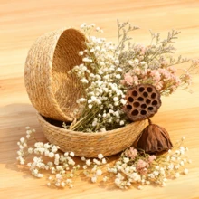 1 pieza/Set de 3 piezas Cesta de almacenamiento redonda de ratán trenzado rústico, adecuada para juguetes, productos cosméticos, decoración del hogar, regalo de boda, y diversos eventos de celebración - Marrón - Ver 10