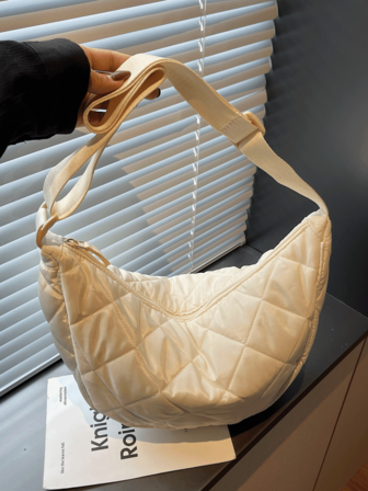 1개, 조커 패션, 틈새 디자인, 손으로 선하 증권 숄더 크로스바디 백, 단색 패브릭 퀼트 마름모 격자 장식, 조절 가능한 숄더 스트랩 및 여러 가지 빛깔의 선택적 자오쯔 백, 여성의 일상적인 통근 및 쇼핑에 적합합니다.