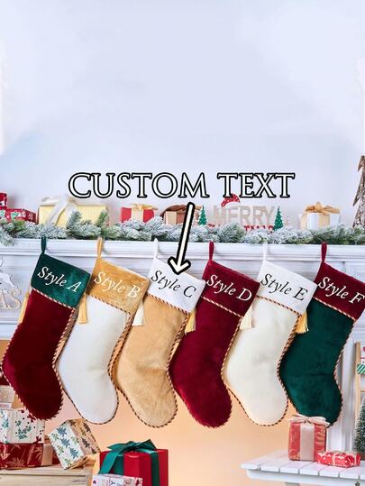 Calcetines navideños personalizados para la familia, texto/nombre personalizado, decoración navideña clásica, adecuado para el hogar y fiestas, decoración del árbol de Navidad y del hogar, decoraciones navideñas, calcetines navideños, calcetines de regalo de Navidad