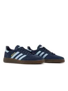 Adidas Handball Spezial 男士休闲运动鞋，磨砂皮绒面革，优质软胶外底，经典款式，足球街头风，海军蓝 BD7633 - 藍白 - 查看 2