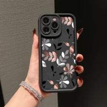 Blattmuster Handyhülle kompatibel mit iPhone 17 16 15 14 13 12 und 11 Pro Modellen Sie ist stoßfest, fingerabdruckresistent, rutschfest und kratzfest und leicht zu tragen Es ist das perfekte Geschenk für Familie, Freunde und Ihren Lebenspartner Es eignet sich perfekt für Geburtstage, Weihnachten, Ostern, Valentinstag und andere Feiertage – geeignet für alle Anlässe - Schwarz - Übersicht 2