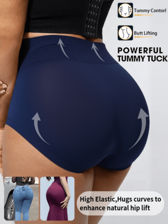 加大码女式无缝收腹塑身内裤，透气运动休闲舒适三角裤