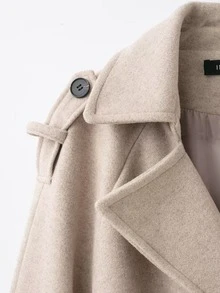 Seelio Autumn/Winter New Women's Fashion Classic Double-Breasted Windbreaker Coat Woolen Overcoat - Apricot - View 4