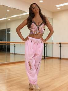 Glittering Coin Adorned Belly Dance Two Pieces Performance Accessory Set (Multiple Colors Available) - Multicolor - View 23
