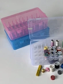 Hộp đựng chỉ may 42 cuộn, giá đựng cuộn chỉ bằng nhựa trong suốt, hộp đựng đồ thêu, hộp dụng cụ may vá, hộp kim khâu dung tích lớn di động, hộp may cầm tay, thích hợp cho việc tự may vá, thêu thùa, phụ kiện ch quilting. - Nhiều màu - Xem 2