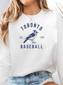Toronto Baseball Sweatshirt, Blue Jays Baseball Sweatshirt, Retro Blue Jays Baseball Sweatshirt, Toronto Sports Fan Apparel, Blue Jays Gift Sweatshirt - trắng - Xem 1