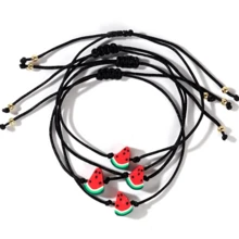 Set di 2/4/6/10 braccialetti estivi da spiaggia regolabili in corda con elementi in argilla a forma di fette di anguria, gioielli da donna, regali per amici, pace e amore, festa della mamma, San Valentino