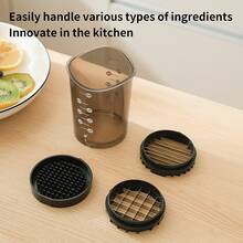 Vaso multifuncional para cortar verduras, champiñones, huevos y fresas - Picadora de alimentos de plástico resistente con tapa de , utensilio de cocina manual, preparación rápida de comidas, apto para lavavajillas - Ideal para cocinas domésticas y profesionales, corta verduras, fácil de guardar, cuchillas afiladas, esencial para madres ocupadas - Negro - Ver 4