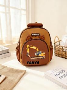 1pc Customizable Name Backpack. Cute Cartoon Excavator/Car Backpack, Sports Backpack, With Adjustable Shoulder Straps. Suitable For School, Activity Classes, Work, Commuting, Shopping And Outdoor Leisure. An Ideal Gift For Dance Enthusiasts. - Multicolor - View 7