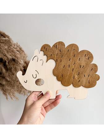 木质3D刺猬墙贴，家居装饰，适用于儿童房、客厅、卧室，无需钉子即可粘贴，自粘墙贴