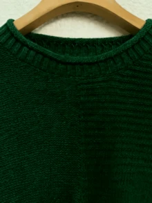 大码女式套头背心，优雅欧美风格，百搭休闲纯色圆领无袖针织毛衣背心，适合春秋冬季 - 墨綠色 - 查看 3