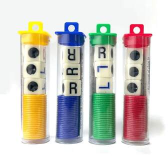 1pc Festive Family Dice Game, Red/Green/Blue/Yellow Tube, 24 Chips