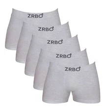 Kit 5 Cuecas Boxer Zrbo Masculina Original Lisa Algodão - Cinza - Visão 7