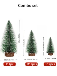 Un set de mini brazi de Crăciun verzi, pini artificiali înghețați, cu baze din lemn, potriviți pentru decorațiuni de Crăciun pentru birou, ideali pentru case, birouri, ținuturi de iarnă, sărbători, petreceri, meșteșuguri DIY, perfecți pentru petreceri de Crăciun și decorațiuni interioare.