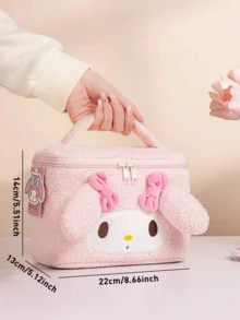 Sanrio Pink My Melody Plush 3D Cosmetic Bag, Cute Durable, Soft Fluffy, Large Capacity, Travel/Gym/School/Office Use, Teen Girls/Sanrio Fan Gift, Stylish Kawaii, Daily Must-Have - 粉紅色-My Melody - 查看 3