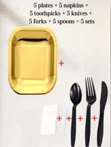 100pcs/Set Disposable Cutlery Set, Individually Packaged, Includes: 100 Forks, 100 Knives, 100 Spoons, 100 Napkins, 100 Toothpicks, Suitable For Holidays, Weddings, Banquets, Parties, BBQs, Vacations, Picnics, Camping, Bachelor Parties, Restaurants, Takeout, Etc. - Multicolor - View 17