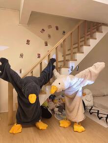 白色/黑色鹅绒睡衣,连体浴袍,柔软舒适,趣味十足,秋冬装,派对服饰,趣味鹅图案,情侣睡衣,大码,男女通用浴袍,送给家人、女孩、男孩、男士、女士的最佳礼物,节日/庆典礼物 - 彩色 - 查看 11