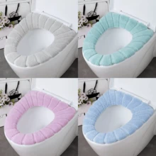 冬季免粘马桶座垫，弹性设计，一秒安装，防滑马桶座套，适用于马桶，推荐作为礼物，浴室装饰，款式随机发货，艺术家居用品，稍后会更新更多实物照片。 - 彩色 - 查看 11