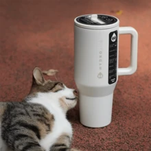 NEW HydroJug Traveler - 32 Oz 40 Oz Water Bottle With Handle & Flip Straw - Fits In Cup Holder, Leak Resistant Tumbler-Reusable Insulated Stainless Steel & Rubber Base - Gifts For Women & Men, - Cream - 查看 12