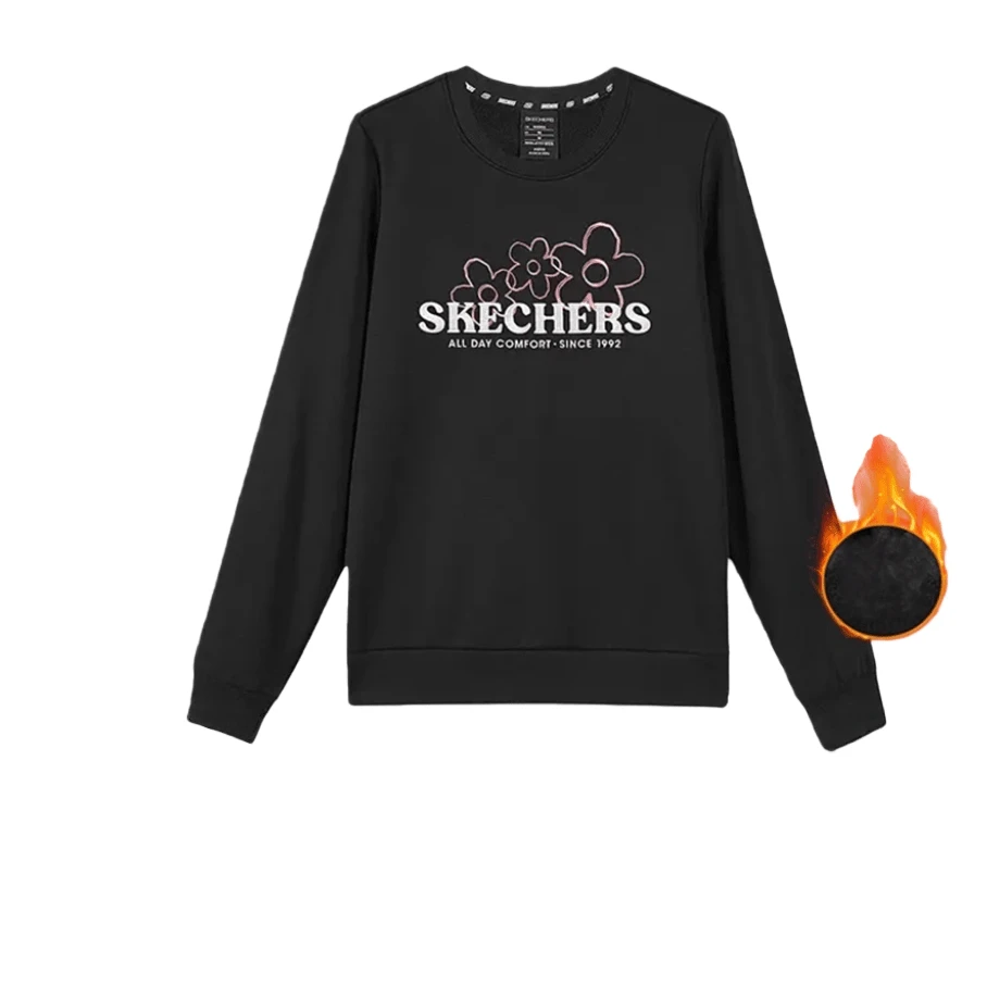 Skechers New Women's Loose Fit Comfortable Fleece-Lined Crew Neck Sweatshirt