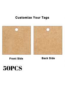 50/100 2.3-Inch Custom Square Hang Tags Jute Twine Printable DIY Paper Labels For Wedding Party Packaging, Thank You Tags - Pattern - View 26