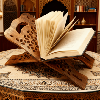 1个斋月木制折叠书架，便携式，适合日常居家使用