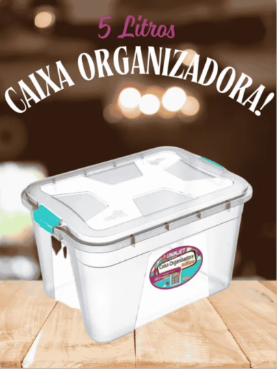 Caixa Organizadora 5 Litros Uninjet  Plástico Resistente, Compacta e Versátil para Organização