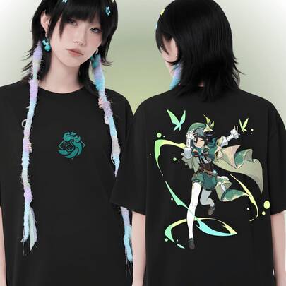 Camiseta Venti  Deus Do Vento Jogo Rpg Vintage Camisa Arconte dos Ventos 100% Algodão