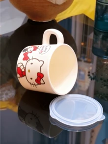 High-Quality White  Ceramic Mug with Lid, Suitable for Hot and Cold Beverages, Ideal for Home, Office, and Daily Use, Perfect Gift for Kitty Admirers, Essential for Kitty Fans, Popular and Cute, Essential for Modern Living - 查看 7