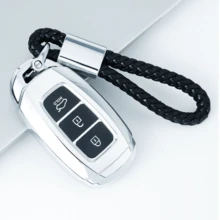 【三键】TPU汽车钥匙遥控器保护套，兼容现代Santa Fe、I30、Encino、KONA、Solaris、Fiesta、Sonata、Azera、Grandeur、Elantra、Accent等车型 - 保护无钥匙进入遥控器，精致高端钥匙包，男女通用 - 鑰匙圈39 - 查看 2