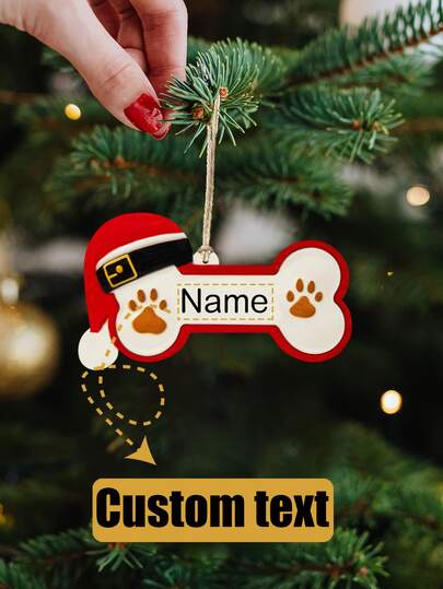 2D Flat, 1pc Customized Colorful Metal Dog Paw Print Decor, Personalized Pet Bone Christmas Ornament, New Year Puppy Gift, Metal Christmas Tree Dog Owner Pet Memorial, Customized Outdoor Decor
