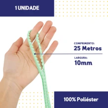 NYBC 10mm Pom Pom Ribbon (25 Meters) | For Use In Costumes, Headbands, And Clothing. - Light Green - 238 - View 2