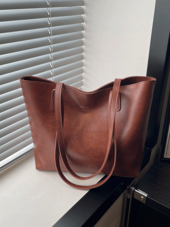 1 adet, Çok Yönlü Moda, Yüksek Değerli Niş Tasarım, Elde Taşınabilir Konşimento Omuz Çantası, Düz Renk Pu Kumaş Donanım Etiketleme Dekorasyonu, Çok Renkli İsteğe Bağlı Kitap Çantası, Bayanların Günlük İşe Gidip Gelmeleri ve Alışveriş Durumları İçin Uygundur.