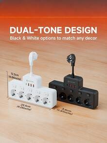 1pc 9-In-1 Multi-Outlet Power Strip, Multi-Outlet Single Control Socket, 5AC+3USB+1TYPE-C Ports, Independent Switch Control, Suitable For Home Decor, Electrician, Appliances