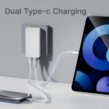 超薄快速充电 45w 充电器、欧洲旅行适配器插头、USB-C 和 USB-C 双端口充电、欧洲 C 型插座 11/12/13/14 15 Pro/Max 和 Galaxy 型号、笔记本电脑、Galaxy、手机、相机充电器等 - 歐規C型插(220-240V) - 查看 4