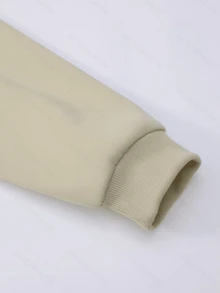 加大码男士创意英文文字印花休闲金属拉链连帽卫衣，秋冬款 - 杏色 - 查看 5