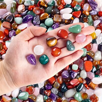30g/50g/80g/100g/120g/150g/200g/Bag Vibrant Bohemian Mixed Color Natural Tumbled Stones And Crystals Bulk - Assorted Polished Gemstones, Suitable For Home Decor, Meditation, Meditation Accessories | Boho Decor | Natural Tumbled Stones