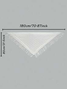 1pc Women's Solid Color Triangular Tassel Knit Scarf Shawl, Autumn/Winter For Dress - 02-beige - View 6