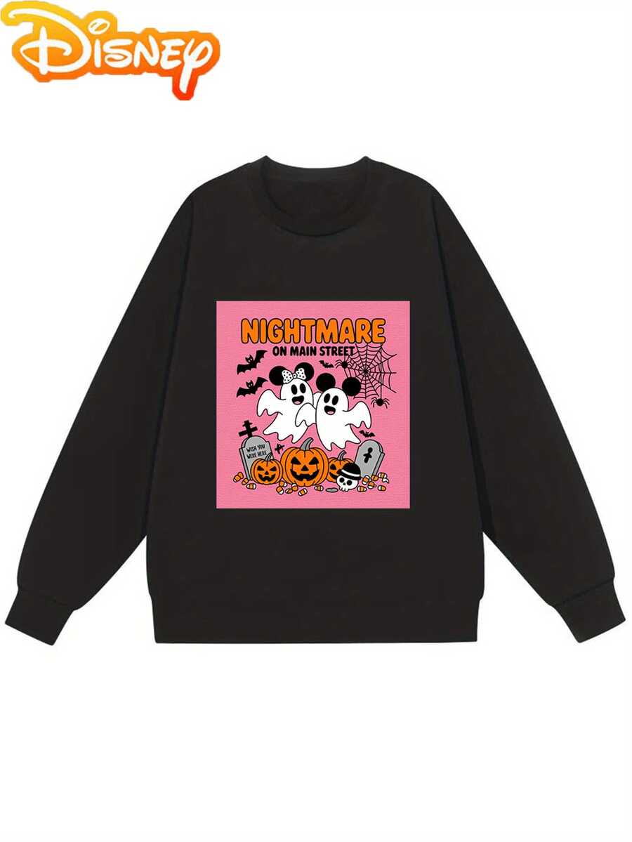 Nightmare Before Christmas Women's Sweatshirt - Officially Licensed Tim Graphic Pullover With  & Sally, Pink & Black Casual Round Neck Winter Sweater For Halloween & Christmas Outfits - 黑色 - 查看 1