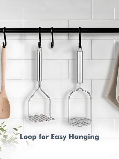 1pc Potato Mash Maker, Stainless Steel Potato Mash Maker, Mirror Polished, Handheld Mash Maker, Food Mash Maker, Suitable For Mashed Potatoes, Avocados, Beans And Fruits.