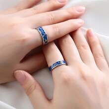 Pair Of Wedding Rings, Van Gogh Painting Starry Sky + Box - Bạc - Xem 6