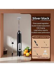 无绳电动打蛋器 小型家用电动搅拌机 黄油打发器 烘焙搅拌器 手动打蛋器 电动打蛋器 适用于饮料 牛奶 咖啡 蛋清 二合一