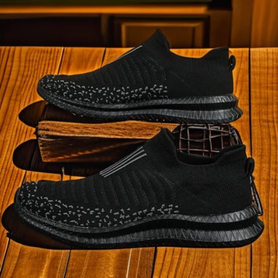 男士户外中帮时尚百搭透气鞋，轻便袜套式运动鞋，舒适休闲运动鞋，适合年轻人，四季皆宜