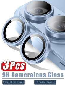 3pcs Shiny Camera Lens Protector Film Compatible With Iphone Plus - Suitable For 2025 New Model, Metal Single Ring Protective Case, 9H Scratch-Resistant Tempered Glass, Aluminum Alloy Frame, Stronger Adsorption, Compatible With Iphone 17, 16, 16 Plus, 16 Pro Max, 16 Pro, 15 Pro Max, 15 Pro, 15 Plus, 15, 14 Pro Max, 14, 14 Pro, 14 Plus, 13 Pro Max, 13, 13 Pro, 12, 11 - Blue - View 10