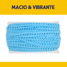 NYBC 10mm Pom Pom Ribbon (25 Meters) | For Use In Costumes, Headbands, And Clothing. - Turquoise Blue - 199 - View 3