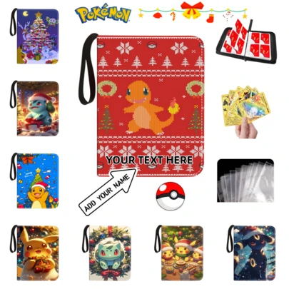 1 pieza Paquete de tarjetas de Navidad personalizadas, que incluye 400 tarjetas y páginas de recambio, se puede personalizar utilizando su tarjetero de visita. Paquetes de tarjetas geniales (Serie V, Vmax, Tarjetas Raras GX), paquetes de tarjetas coleccionables lindas, álbumes de almacenamiento de tarjetas con cremallera, portafolios de tarjetas de visita personalizables de gran tamaño y varias imágenes de dibujos animados para personalizar su texto