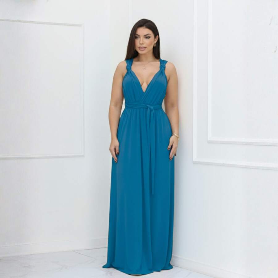 Women Dresses - Teal Blue - View 1
