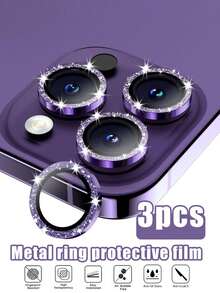 1 Set Of Apple Camera Lens Protector Film, Tempered Glass And Metal Independent Protective Case [Anti-Drop] Compatible With IPhone 17 Pro Max/17 Pro/16 Pro Max/16 Pro/15 Pro Max/15 Pro/14 Pro Max/14 Pro - Shiny Deep Purple - Purple - View 24