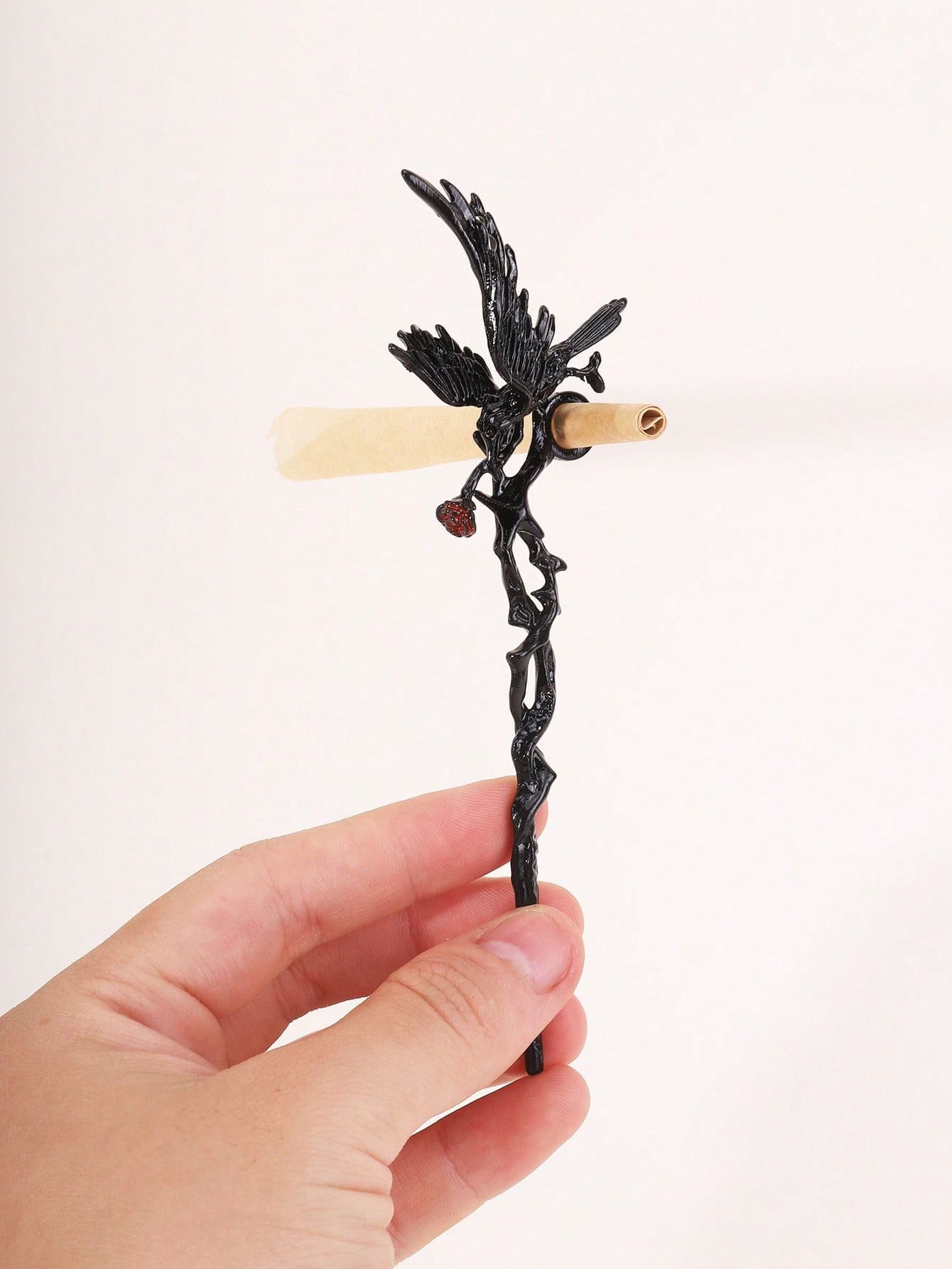 1个玫瑰翅膀造型烟嘴支架，个性化吸烟配件，耐热支架，适合作为圣诞节、情人节和新年礼物 - 彩色 - 查看 1